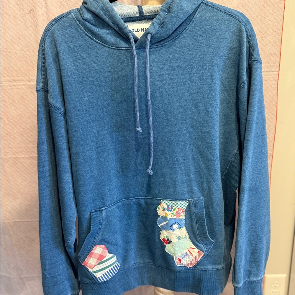 Old Navy Patchwork Blue Hoodie